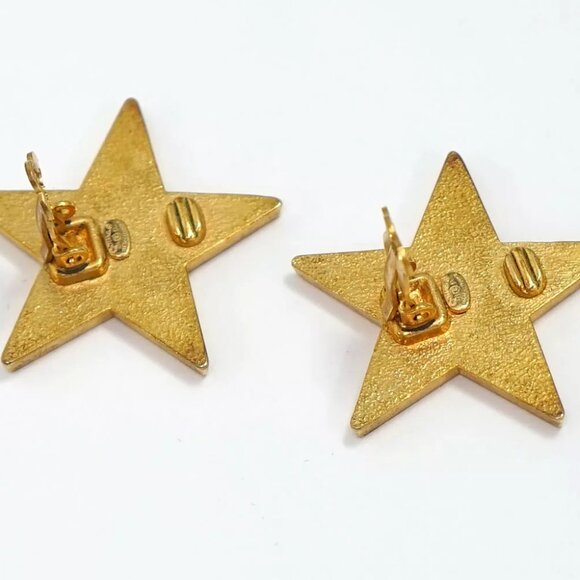 CHANEL CC Logos Black Star Clip-On Earrings Gold Tone 01P Auth w/Box c1150 - Picture 9 of 16